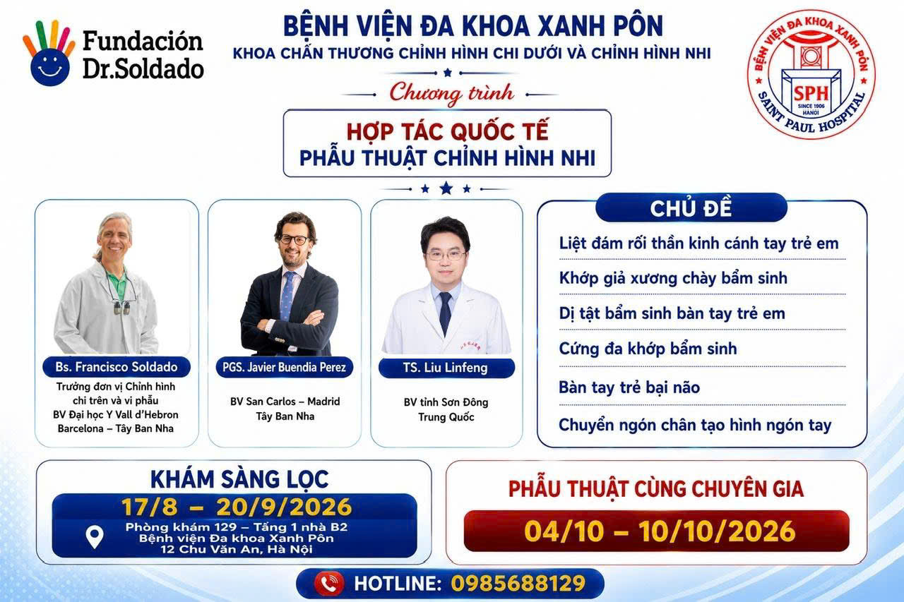 Chương trình hợp tác quốc tế phẫu thuật chỉnh hình nhi tháng 10/2026.